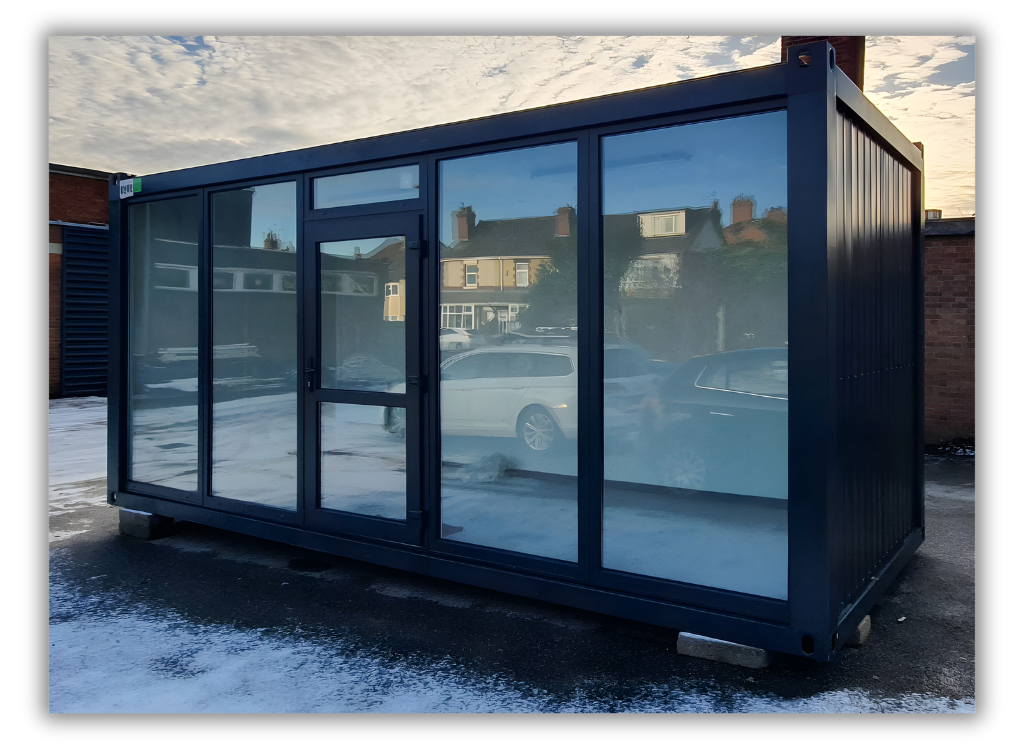Standard Office Container MB20(SH) With Glass Front, Portable cabin, Marketing Suite